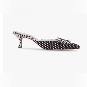 Manolo blahnik Size 39.5. Maysale Black & White Polka Dot Mule, Hailey